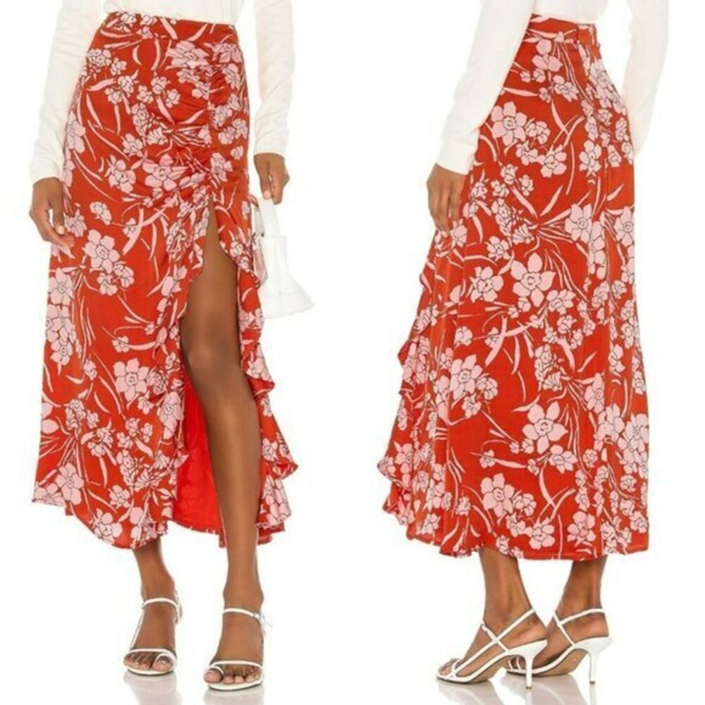 Song of Style Zahir Midi Skirt - Red Dahlia